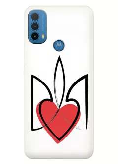 Чехол на Motorola E30 с сердцем и гербом Украины