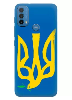 Чехол на Motorola E30 с сильным и добрым гербом Украины в виде ласточки