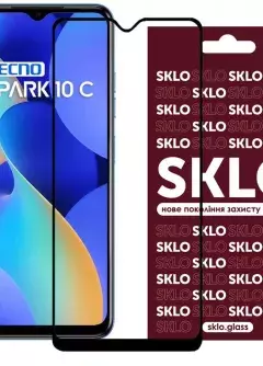 Защитное стекло SKLO 3D (full glue) для TECNO Spark 10C, Черный