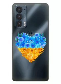 Патриотический чехол Motorola Edge 20 с рисунком сердца из цветов Украины