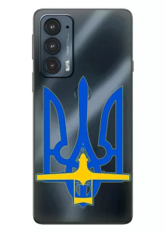 Чехол для Motorola Edge 20 с актуальным дизайном - Байрактар + Герб Украины