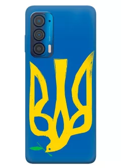 Чехол на Motorola Edge 2021 с сильным и добрым гербом Украины в виде ласточки