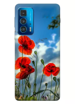 Чехол на Motorola Edge 20 Pro с нежными цветами мака на украинской земле
