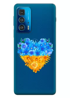 Патриотический чехол Motorola Edge 20 Pro с рисунком сердца из цветов Украины
