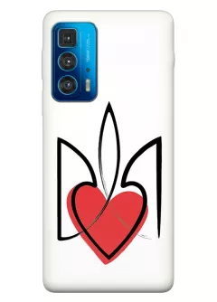 Чехол на Motorola Edge 20 Pro с сердцем и гербом Украины