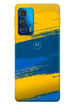 Чехол на Motorola Edge 20 Pro из прозрачного силикона с украинскими мазками краски