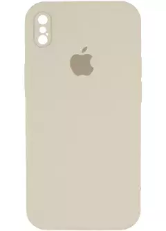 Чехол Silicone Case Square Full Camera Protective (AA) для Apple iPhone XS / X (5.8"), Бежевый / Antigue White