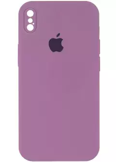 Чехол Silicone Case Square Full Camera Protective (AA) для Apple iPhone XS / X (5.8"), Лиловый / Lilac Pride
