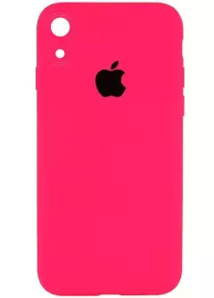 Чехол Silicone Case Square Full Camera Protective (AA) для Apple iPhone XR (6.1"), Розовый / Barbie pink