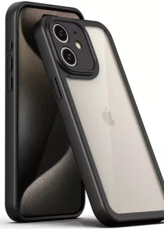 TPU чехол Transparent + Colour 1,5mm для Apple iPhone 12 (6.1"), Black