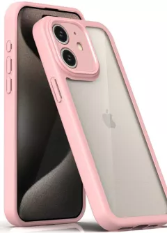 TPU чехол Transparent + Colour 1,5mm для Apple iPhone 12 (6.1"), Pink