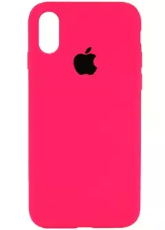 Чехол Silicone Case Full Protective (AA) для Apple iPhone XS || Apple iPhone X, Розовый / Barbie pink