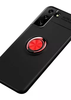 TPU чехол Deen ColorRing под магнитный держатель (opp) для Samsung Galaxy S21+, Черный / Красный