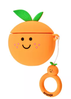 Силиконовый футляр Smile Fruits series для наушников AirPods 1/2 + кольцо, orange