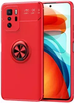 TPU чехол Deen ColorRing под магнитный держатель (opp) для Xiaomi Redmi Note 10 5G / Poco M3 Pro, Красный / Красный
