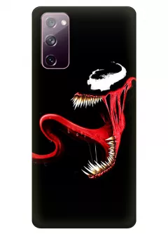 Чехол-накладка для Galaxy S20 FE из силикона - Веном Комикс Марвел Marvel Comics Venom в ярости крупным планом черный чехол
