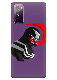 Чехол-накладка для Galaxy S20 FE из силикона - Веном Комикс Марвел Marvel Comics Venom в профиль выпускает огромный язык вектор-арт фиолетовый чехол