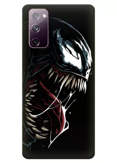 Чехол-накладка для Galaxy S20 FE из силикона - Веном Комикс Марвел Marvel Comics Venom со свирепым от голода лицом крупным планом черный чехол