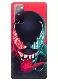 Чехол-накладка для Galaxy S20 FE из силикона - Веном Комикс Марвел Marvel Comics Venom We Are Venom крупным планом в красно-зеленом свете