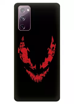 Чехол-накладка для Galaxy S20 FE из силикона - Веном Комикс Марвел Marvel Comics Venom и его красные глаза и улыбка крупным планом черный чехол