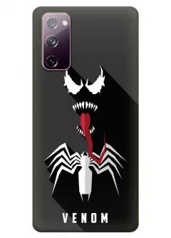Чехол-накладка для Galaxy S20 FE из силикона - Веном Комикс Марвел Marvel Comics Venom лицо логотип и название вектор-арт серый чехол