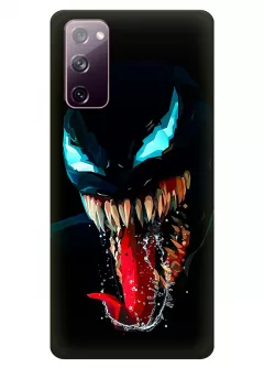 Чехол-накладка для Galaxy S20 FE из силикона - Веном Комикс Марвел Marvel Comics Venom в тени и его широкая улыбка черный чехол