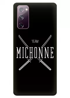 Чехол-накладка для Гелекси С20 ФЕ из силикона - Ходячие мертвецы The Walking Dead White Michonne Team Logo черный чехол