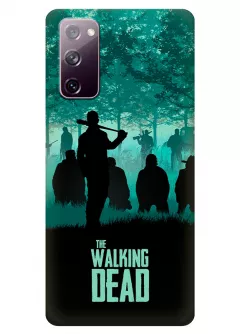 Чехол-накладка для Гелекси С20 ФЕ из силикона - Ходячие мертвецы The Walking Dead бирюзово-черный постер с главными героями в окружении противников в лесу