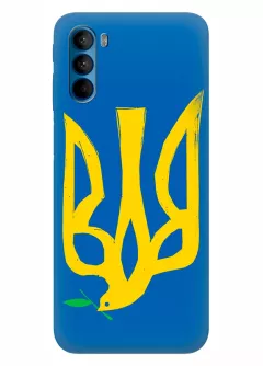 Чехол на Motorola G41 с сильным и добрым гербом Украины в виде ласточки