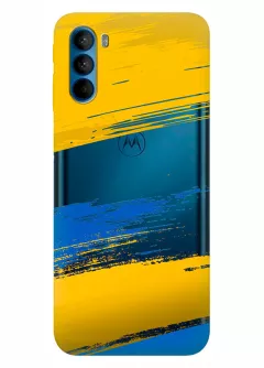 Чехол на Motorola G41 из прозрачного силикона с украинскими мазками краски