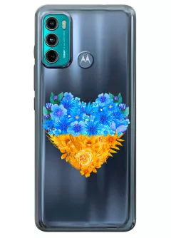 Патриотический чехол Motorola G60 с рисунком сердца из цветов Украины