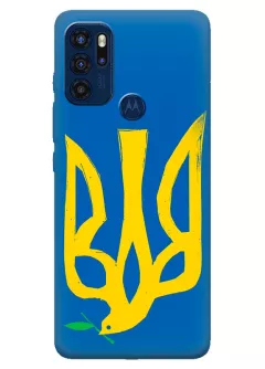 Чехол на Motorola G60s с сильным и добрым гербом Украины в виде ласточки