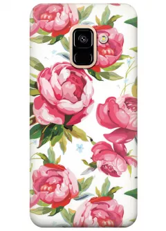Чехол для Galaxy A8 2018 - Розовые пионы