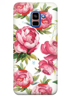 Чехол для Galaxy A8+ 2018 - Розовые пионы