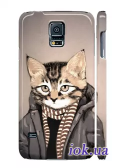 Чехол для Galaxy S5 - Модный кот 