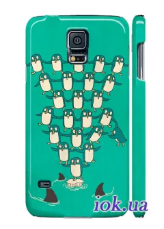 Чехол для Galaxy S5 - Пирамида пингвинов 