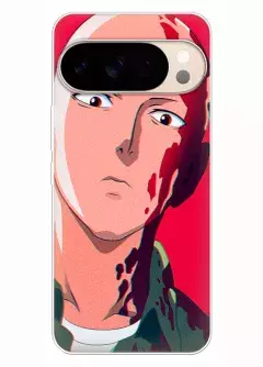 Google Pixel 10 Pro чехол - Ванпанчмен Человек одного удара One Punch-Man Wanpanman лицо Сайтама в крови