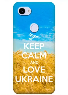 Бампер на Google Pixel 3 с патриотическим дизайном - Keep Calm and Love Ukraine