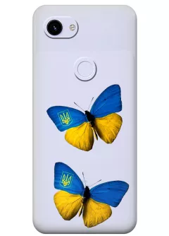 Чехол для Pixel 3 из прозрачного силикона - Бабочки из флага Украины