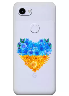 Патриотический чехол Google Pixel 3 с рисунком сердца из цветов Украины
