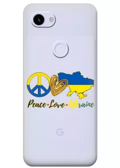 Чехол на Pixel 3 с патриотическим рисунком - Peace Love Ukraine