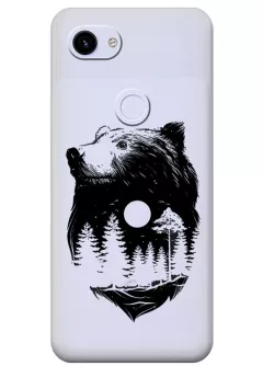 Прозрачный силиконовый бампер на Google Pixel 3A - Медведь