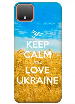 Бампер на Google Pixel 4 с патриотическим дизайном - Keep Calm and Love Ukraine