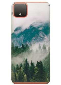 Силиконовый чехол на Pixel 4 с рисунком - Лес в горах