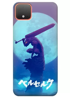 Google Pixel 4 чехол - Берсерк Бэрусэруку Berserk Beruseruku воин Гатс в защите зверя сидит на фоне луны