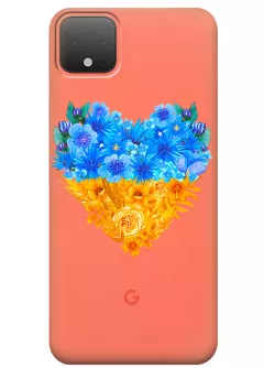 Патриотический чехол Google Pixel 4 с рисунком сердца из цветов Украины