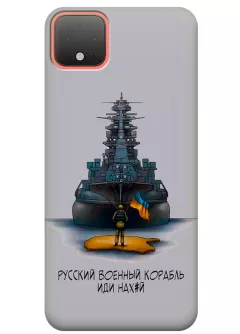 Прозрачный силиконовый чехол для Pixel 4 - Русский военный корабль иди нах*й