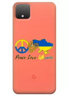 Чехол на Pixel 4 с патриотическим рисунком - Peace Love Ukraine