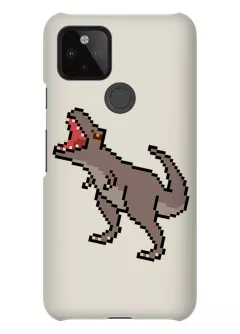 Противоударный пластиковый чехол для Google Pixel 4A 5G с принтом - Пиксельный динозавр