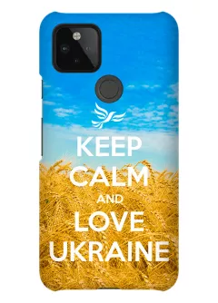 Бампер протиударный с пластику на Google Pixel 4A 5G с патриотическим дизайном - Keep Calm and Love Ukraine